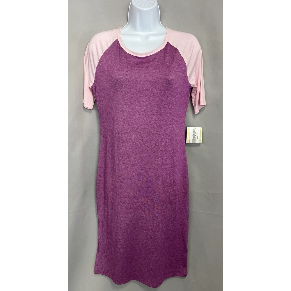 Lularoe Julia‎ Dress Short Sleeve Pink Purple Sz Small New